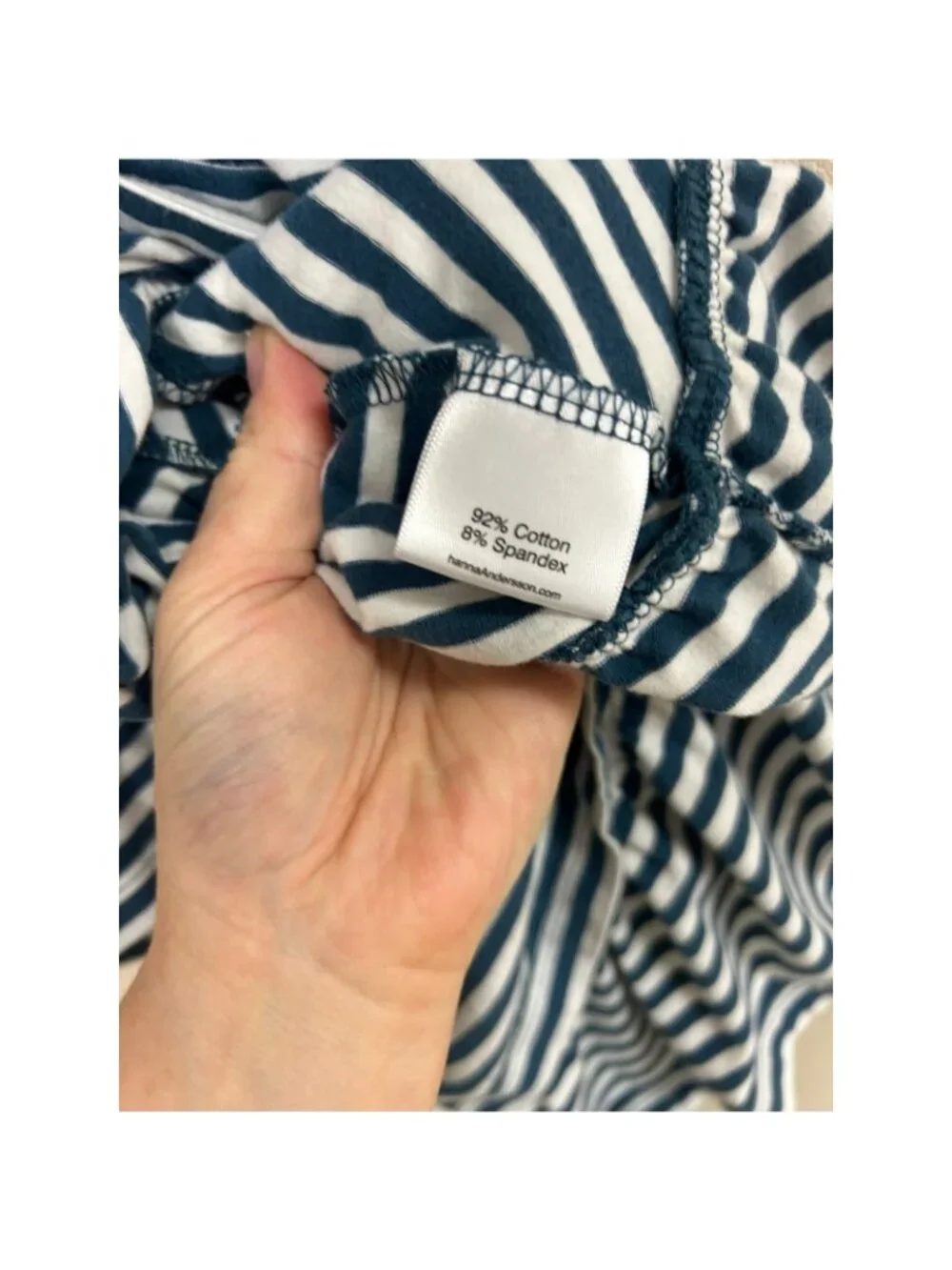 Hanna Andersson Girls Dress Striped Navy Blue Ruffle Hem Pocket Size 12 150cm